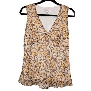 Y2k banana Republic womens size 8 medium silk top babydoll rust brown yellow